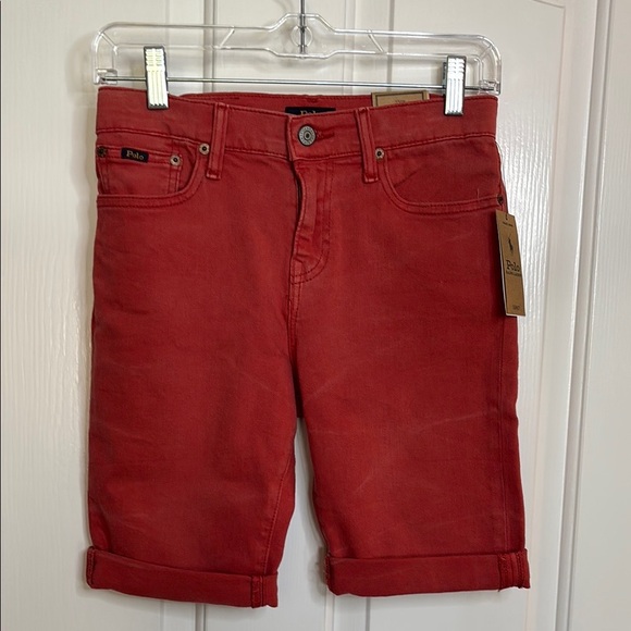 Polo by Ralph Lauren Sullivan Slim Boys Brick Red stone washed Shorts size 12 - Picture 1 of 10